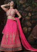Pink2901 Silk Net WeddingParty Lehenga Choli at ZIkimo