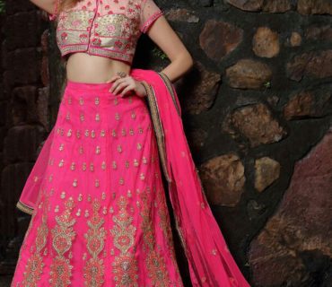 Pink2901 Silk Net WeddingParty Lehenga Choli at ZIkimo