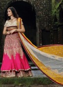 Magenta2904 Georgette Silk WeddingParty Lehenga Choli at ZIkimo