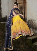 BlueYellow2907 SilkGeorgette WeddingParty Lehenga Choli at ZIkimo