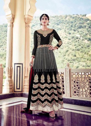 Black16004 Georgette Embroidery Anarkali Suit At Zikimo