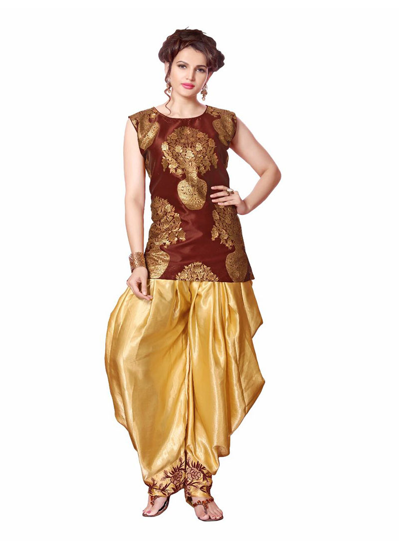 Maroon03 Jacquard SatinSIlk PartyWear Short Top Dhoti Salwar Suit at Zikimo 1 Maroon03 Jacquard SatinSIlk PartyWear Short Top Dhoti Salwar Suit at Zikimo