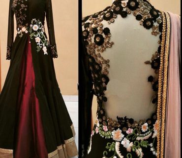 BlackMaroon01 NetSatin Neckline PartyWear Lehenga Choli at Zikimo 1 BlackMaroon01 NetSatin Neckline PartyWear Lehenga Choli at Zikimo