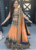 OrangeBlue12 BangloriSIlk PartyWear Lehenga Choli at Zikimo