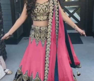 PinkBlue12 BangloriSIlk PartyWear Lehenga Choli at Zikimo