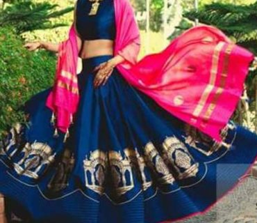 NavyBluePink15  BangloriSIlk PartyWear Lehenga Choli at Zikimo