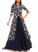 NavyBlue16  BangloriSIlk PartyWear Lehenga Choli at Zikimo