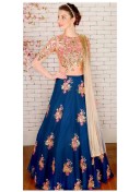 BluePink31 TafetaSIlk Net PartyWear Lehenga Choli at Zikimo
