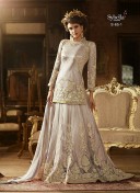 LightGrey Sybella65 Net WeddingPartyWear LehengaCholi at Zikimo