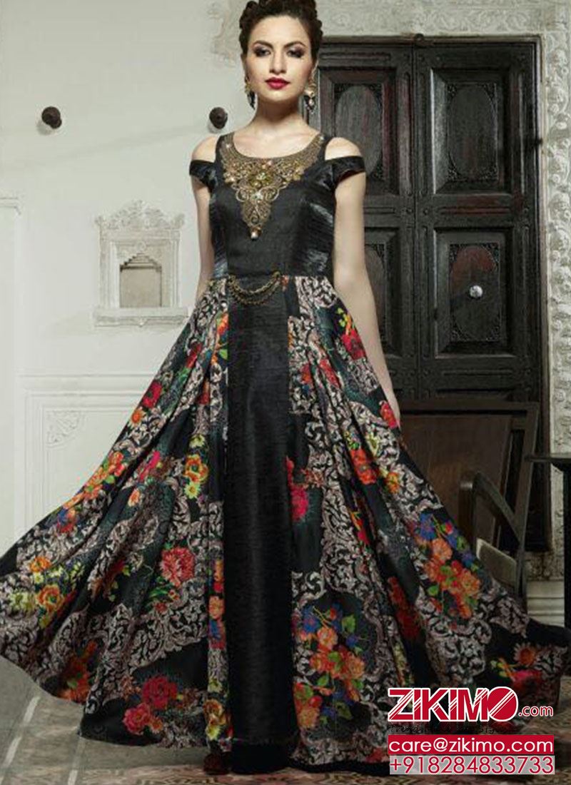 printed anarkali gown