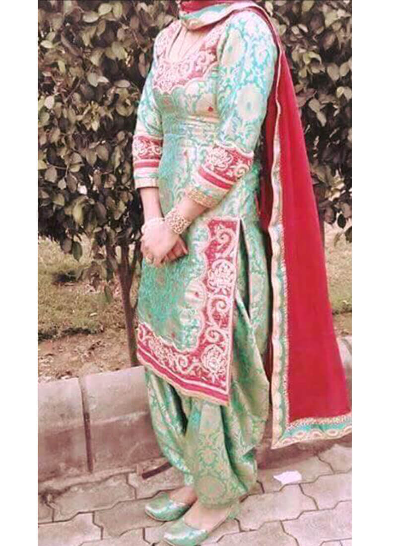 Unstitched Pure Cotton Women Teal Green Punjabi Suits Dress Material –  Stilento